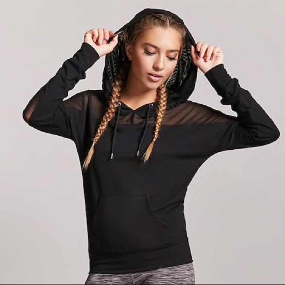 Black Mesh Hoodie